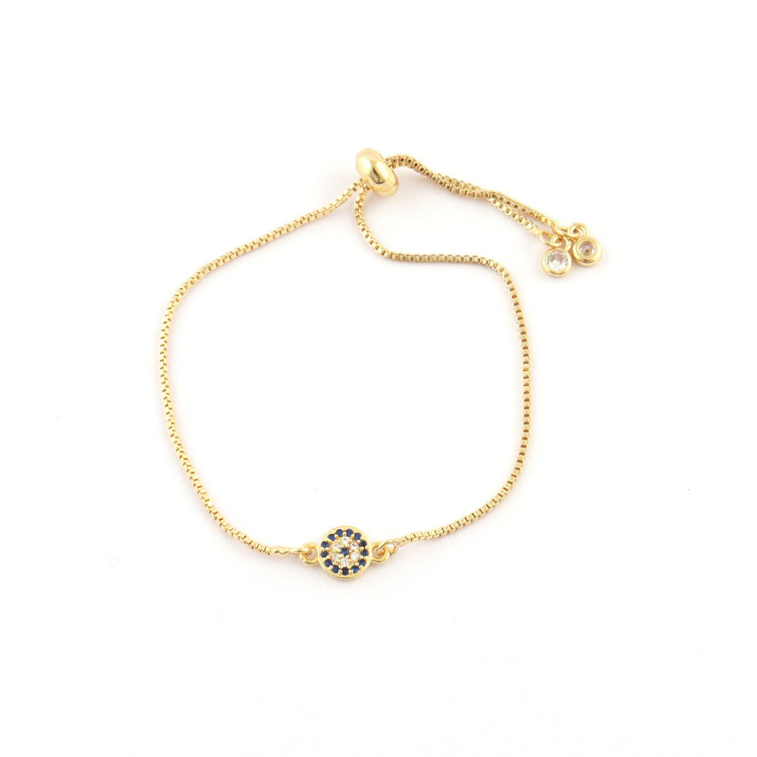 Adjustable Gold Plated Bracelet with One Evil Eye: Simple Yet Powerful Design