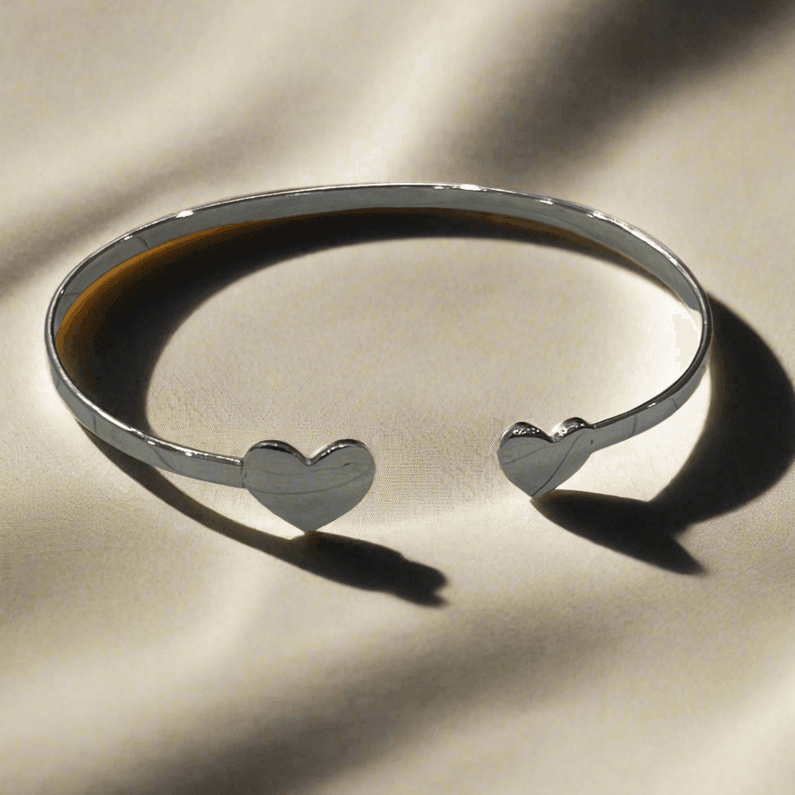 Sterling Silver Double Heart Bangle