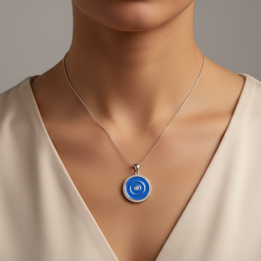 Sterling Silver Blue Eye Necklace