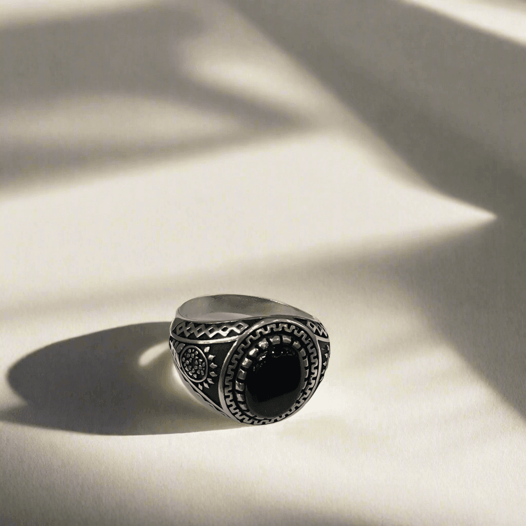 Mens Agate Ring: Collection of Agate & Onyx Exquisite Sterling Silver Rings - Saras Beads & Jewellery