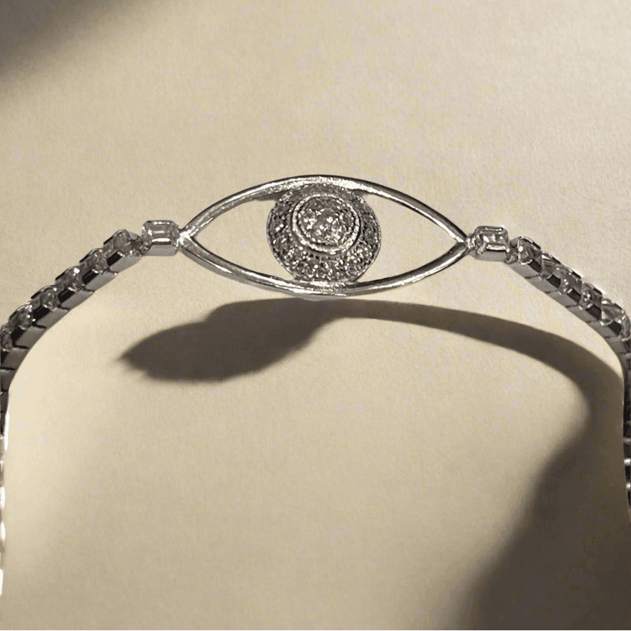 Dazzling Evil Eye Full Zirconia Bracelet – Transparent Design