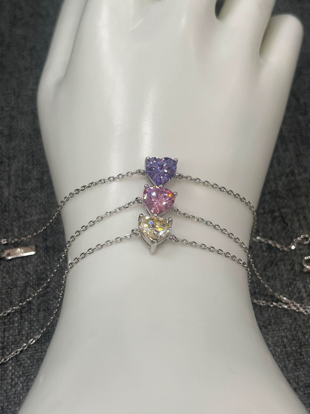 Zircon Stone Bracelet: Heart Shape in Sterling Silver