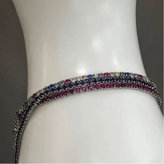Radiant Gleam: Sterling Silver Tennis Bracelet Anklet Elegance with a Lobster Adjustable Clasp