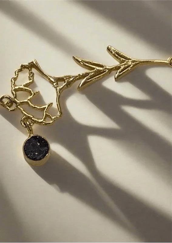 Gold-Plated Necklace with January Garnet & Rose Quartz Birthstone and Carnation Flower
