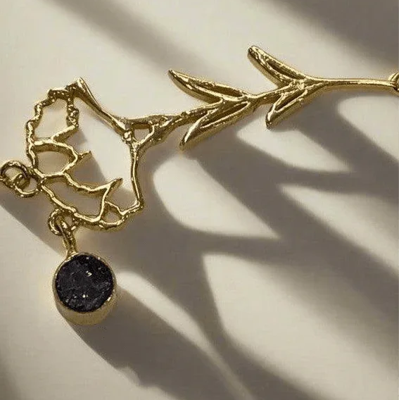 Gold-Plated Necklace with January Garnet & Rose Quartz Birthstone and Carnation Flower