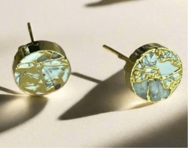 Golden Blossom: Handcrafted 18 Karat Gold-Plated Floral Stud Earrings - Saras Beads & Jewellery