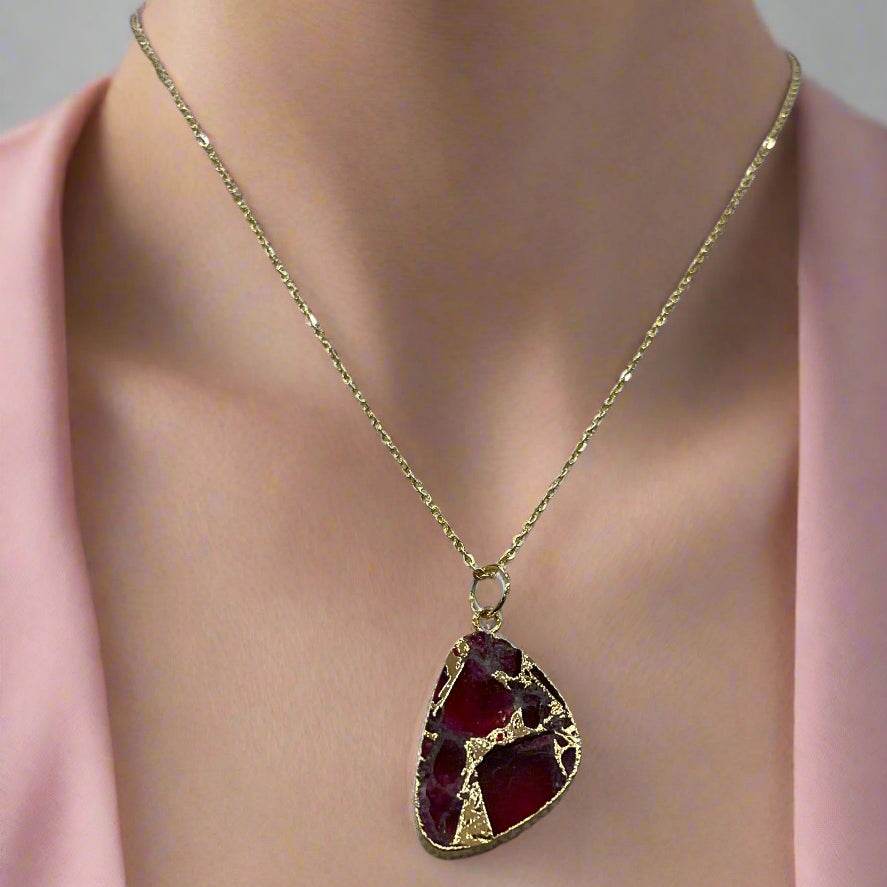 Ruby Elegant Gold-Plated Necklace – Timeless Luxury