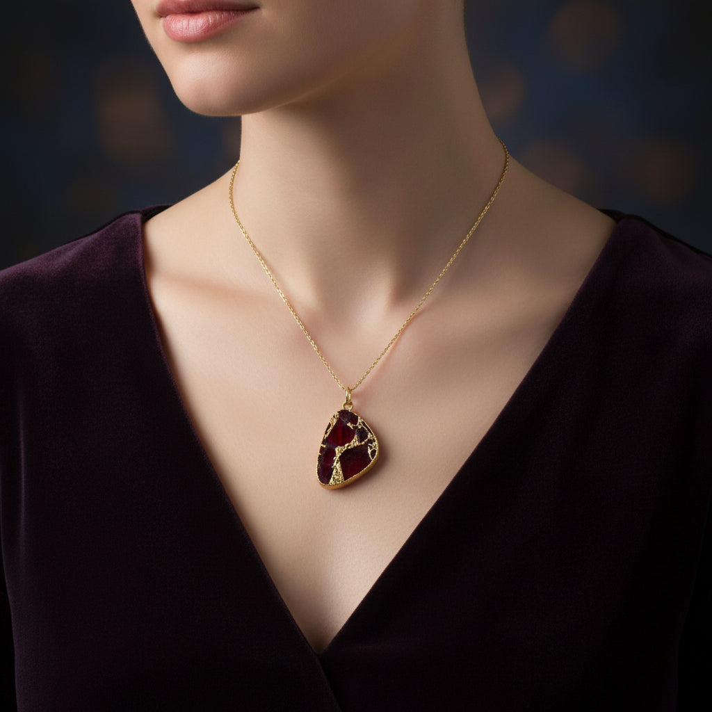 18K Gold Plated Ruby Necklace