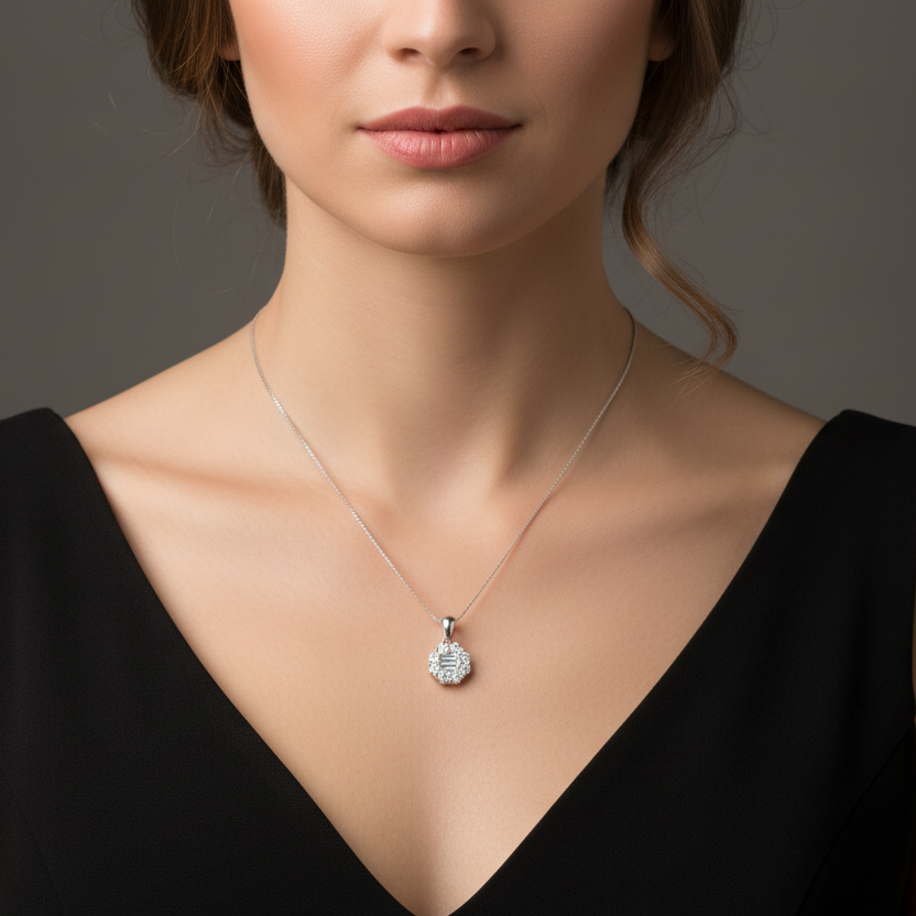 Modern Elegance: Sterling Silver Octagon Necklace