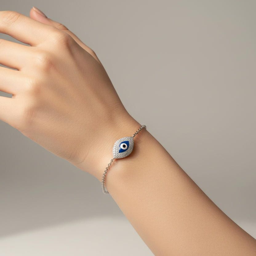 Sterling Silver Blue Zirconia Eye Bracelet – A Touch of Sparkle and Mystery