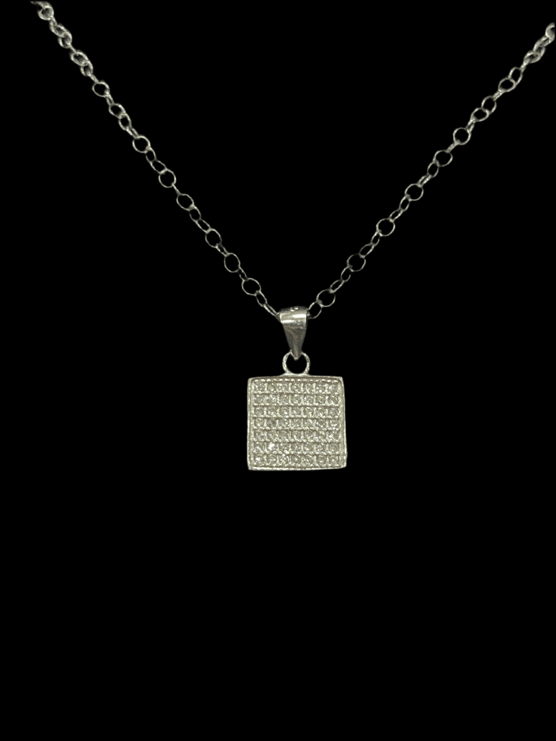 Radiant Elegance: Sterling Silver Shiny Necklace with Square Pendant
