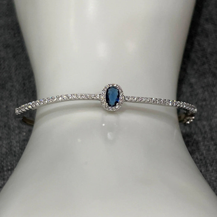 Sterling Silver Zirconia Bangles | Ruby, Emerald, Sapphire & White - Saras Beads & Jewellery