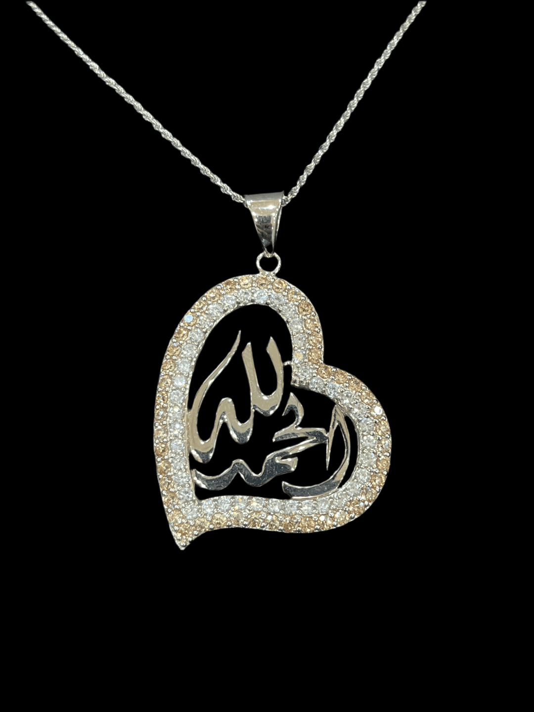 Alhamdulilah Heart Necklace in Terracotta and Turquoise Zirconia – A Beautiful Expression of Faith and Gratitude