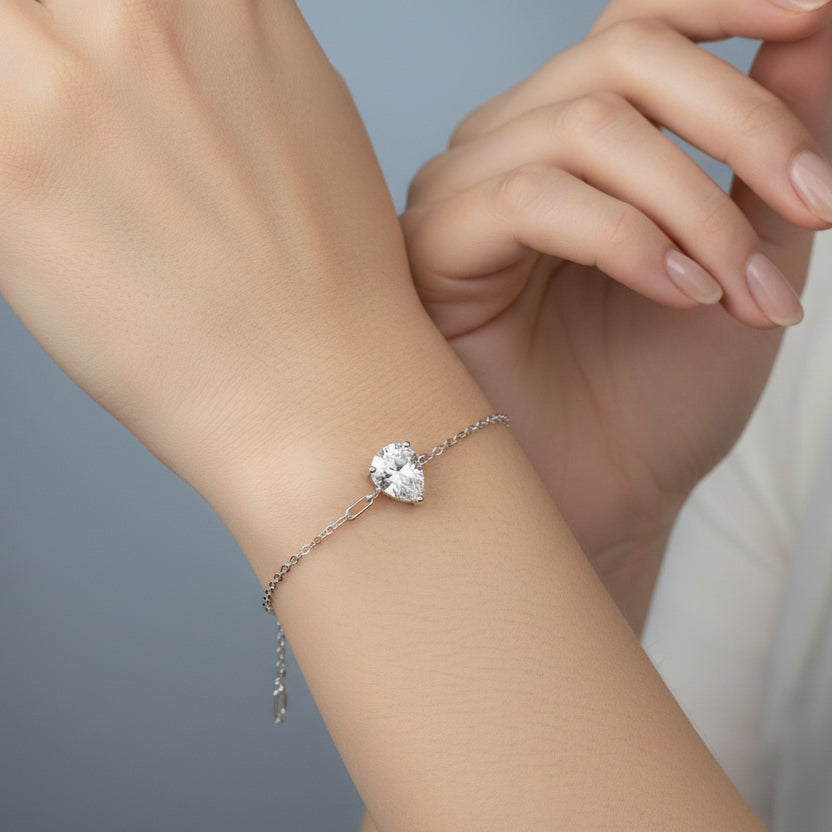 Triangle Diamond Sterling Silver Bracelet