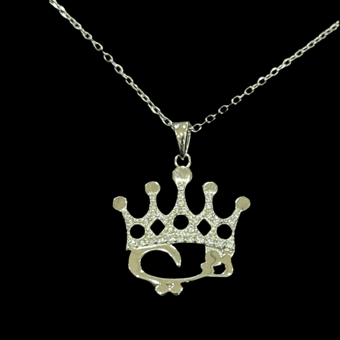 Sterling Silver Crown Necklace: Love Crown (هي) "SHE" Design