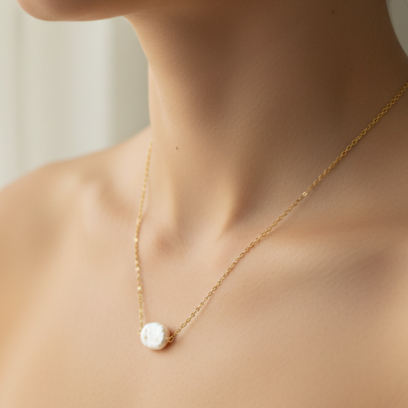 Gold Plated Pearl Necklace – Minimalist Everyday Elegance