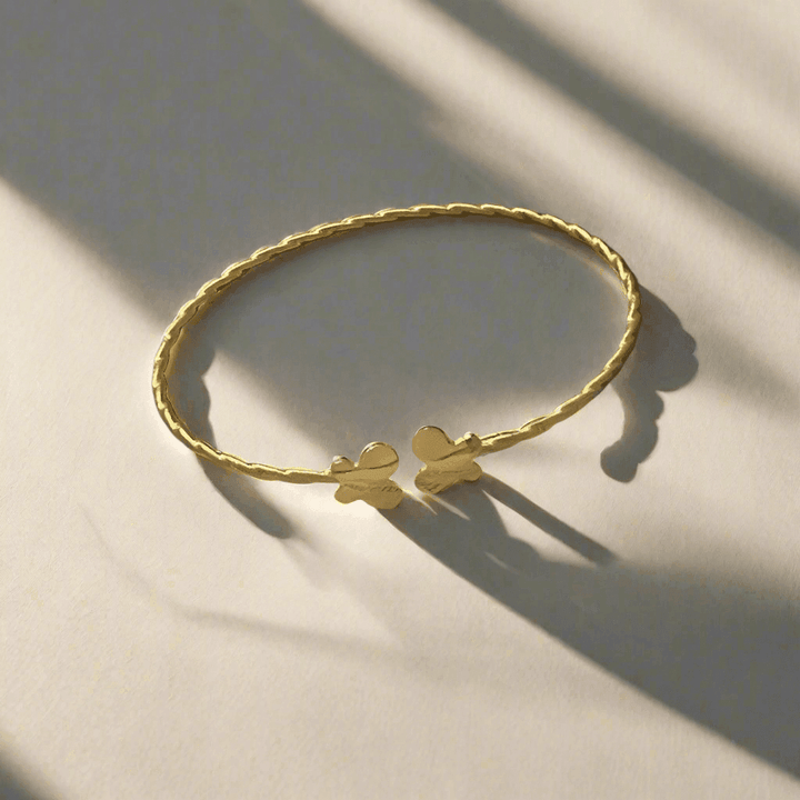 Adjustable Elegant Gold-Plated & Sterling Silver Butterfly Bangle - Saras Beads & Jewellery