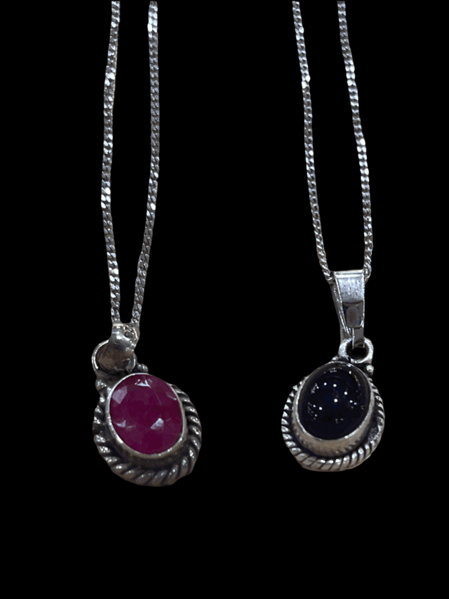 Crimson Necklace: Sterling Silver With Mixed Gemstones