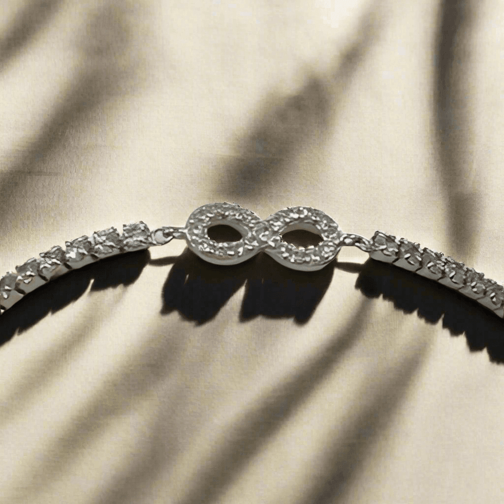 Adjustable Eternal Sparkle: Unique Shiny Sterling Silver Infinity Bracelet/Anklet