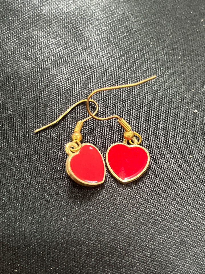 Golden Heart Earrings for Everyday - Saras Beads & Jewellery