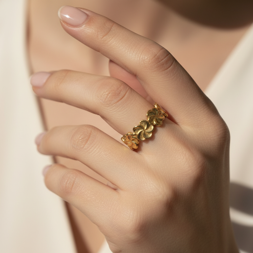 Exquisite Handmade Gold-Plated Ring with Unique Design