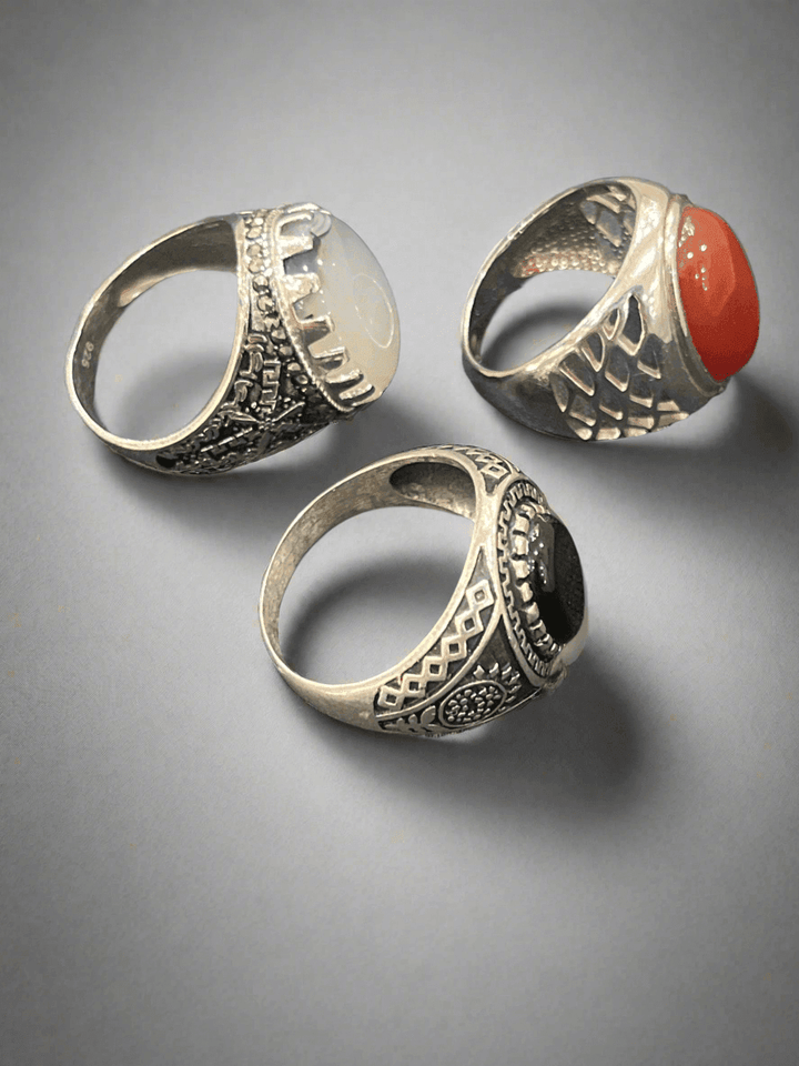 Mens Agate Ring: Collection of Agate & Onyx Exquisite Sterling Silver Rings - Saras Beads & Jewellery