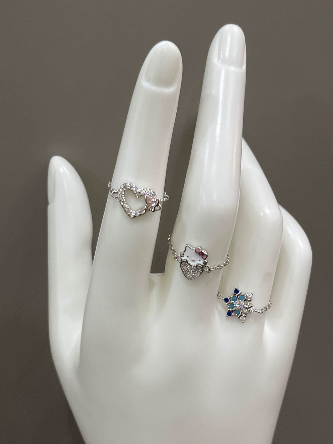 Adjustable Love, Kitty & Star Rings