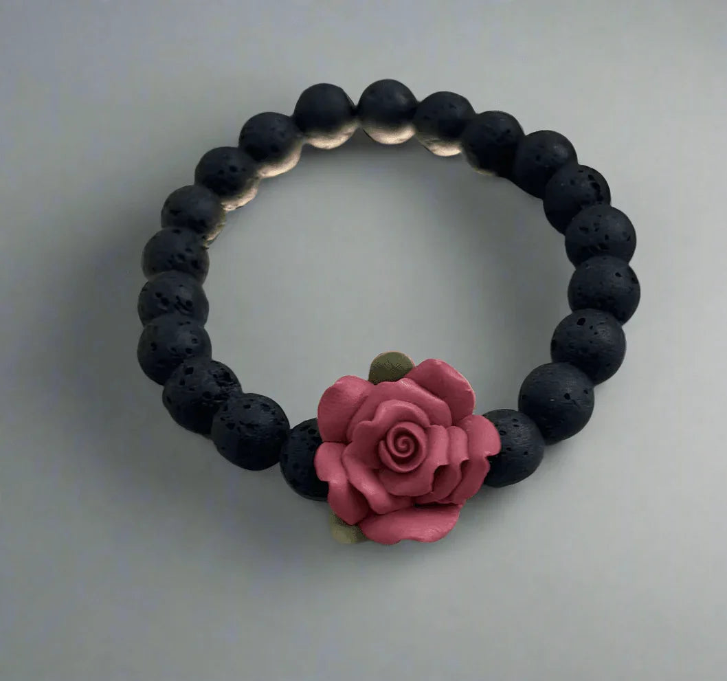 Handmade Flower Harmony Beaded Bracelet in Red & White - Saras Beads & Jewellery