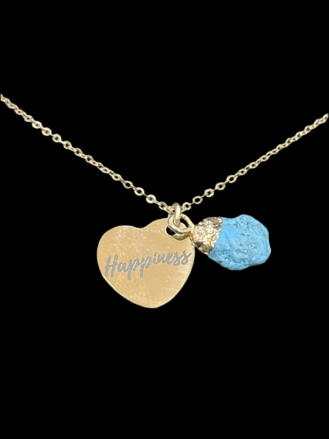 Turquoise Stone Engraved Handmade 18 Karat Gold Plated Necklace: A Token of Happiness