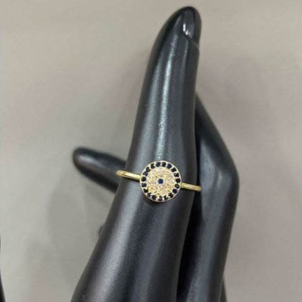 Adjustable Gold Plated Evil Eye Ring: Elegant Protection in a Timeless Design - Saras Beads & Jewellery