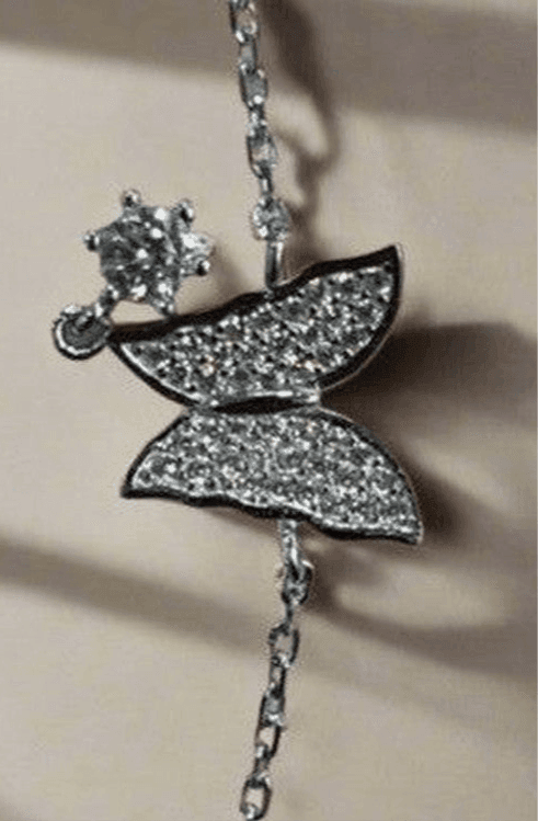 Sterling Silver White Butterfly with Diamond Zirconia