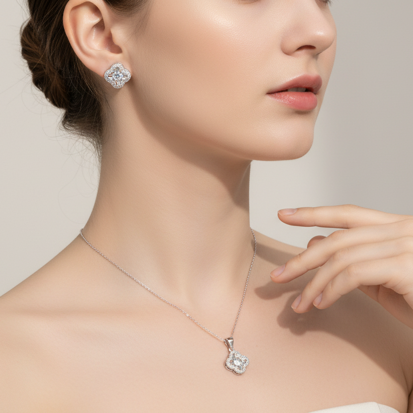 Silver Floral Jewellery: Unique Sterling Silver Set