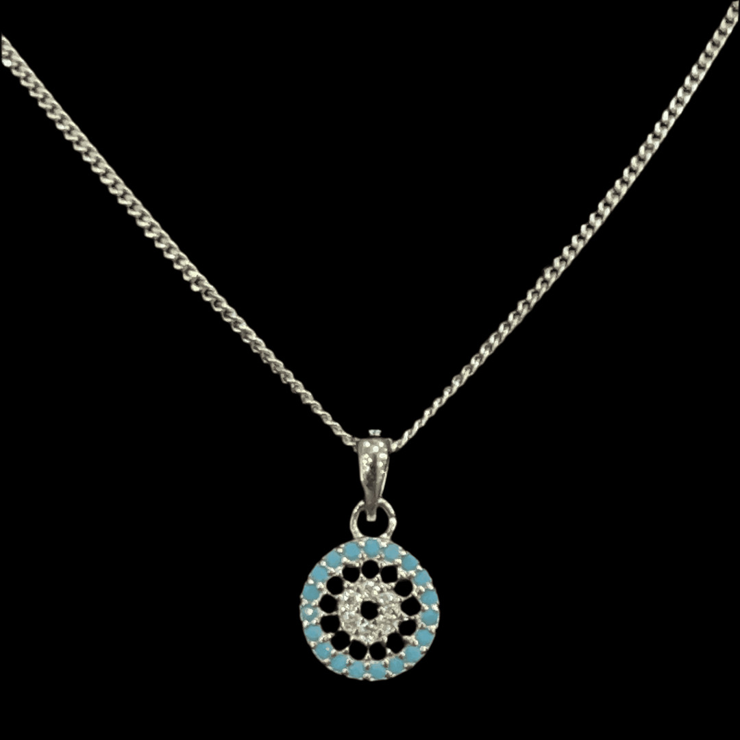 Adorable Turquoise Evil Eye Necklace in Sterling Silver – Protective in Style