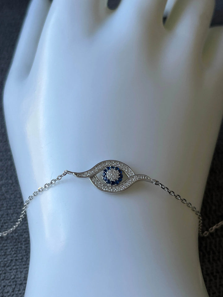 Mystical Sterling Silver Evil Eye Bracelet - Saras Beads & Jewellery