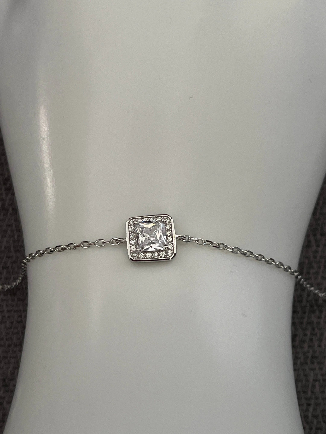 Square Diamond Sterling Silver Bracelet