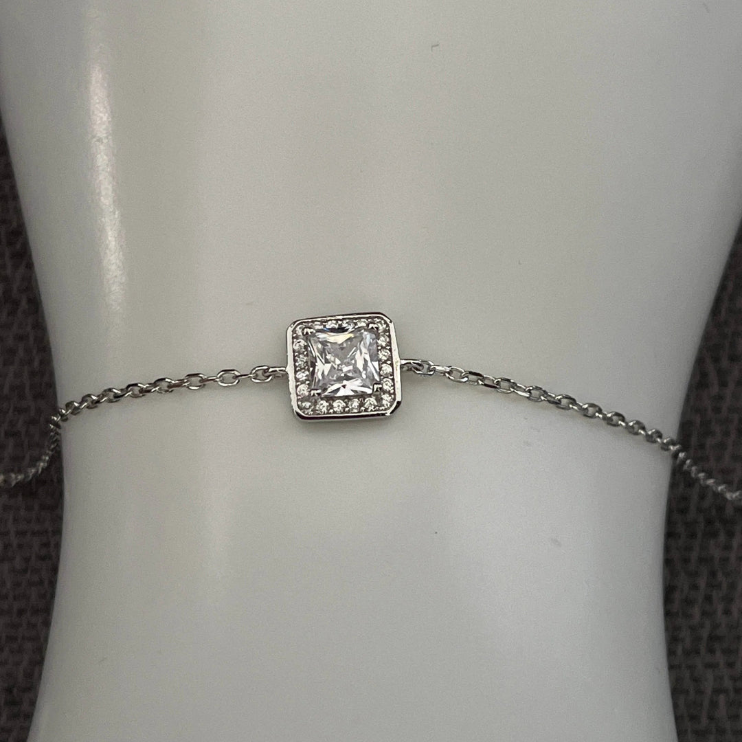 Square Diamond Sterling Silver Bracelet