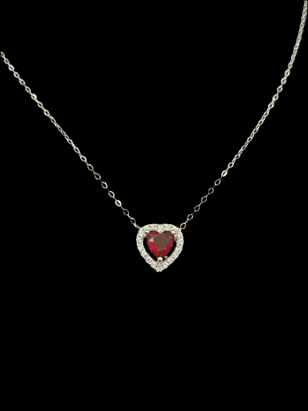 Sterling Silver Red Love Heart Necklace – A Symbol of Passionate Affection