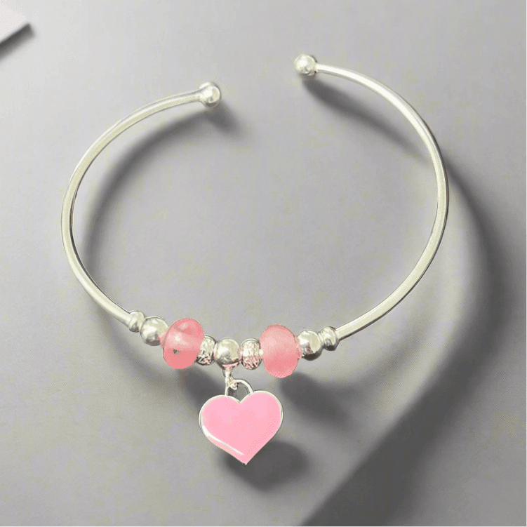 Elegant Pink Love Sterling Silver Bangle