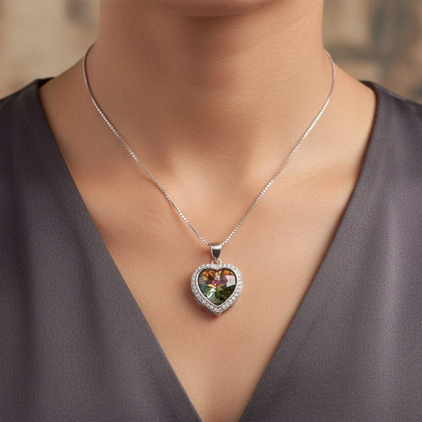 Sterling Silver Love Multicolor Necklace