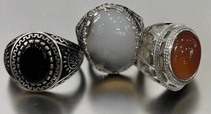 Mens Agate Ring: Collection of Agate & Onyx Exquisite Sterling Silver Rings - Saras Beads & Jewellery