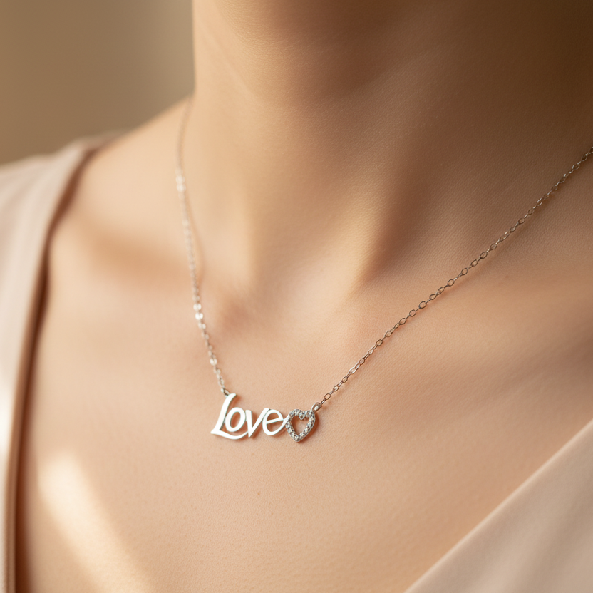 Eternal Embrace: Sterling Silver Love Necklace