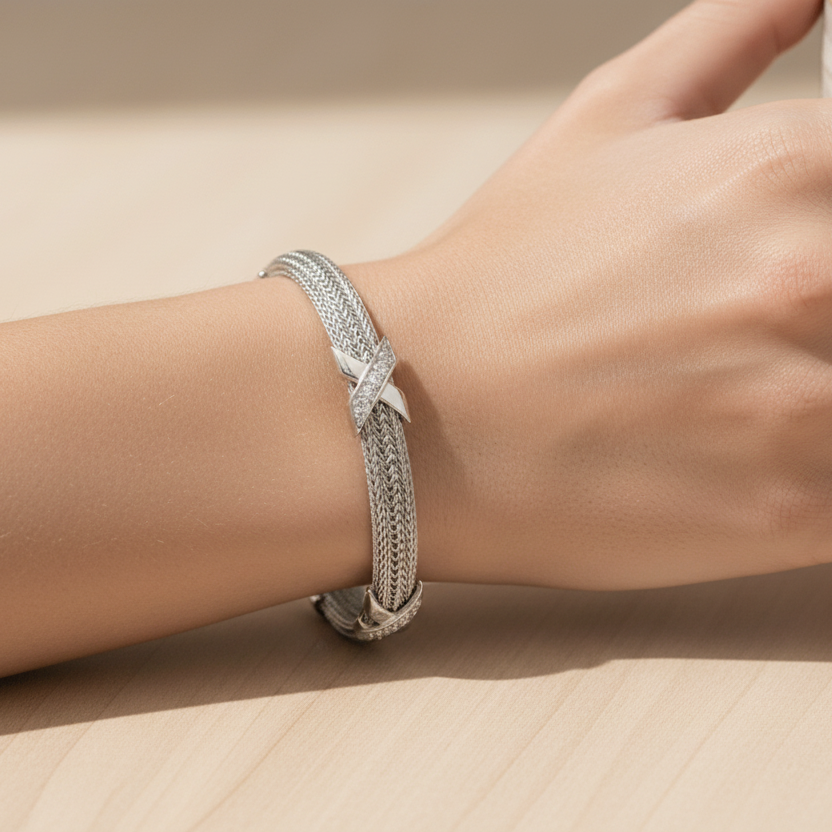 Adjustable Stellar Duo: Sterling Silver Double Star Bracelet