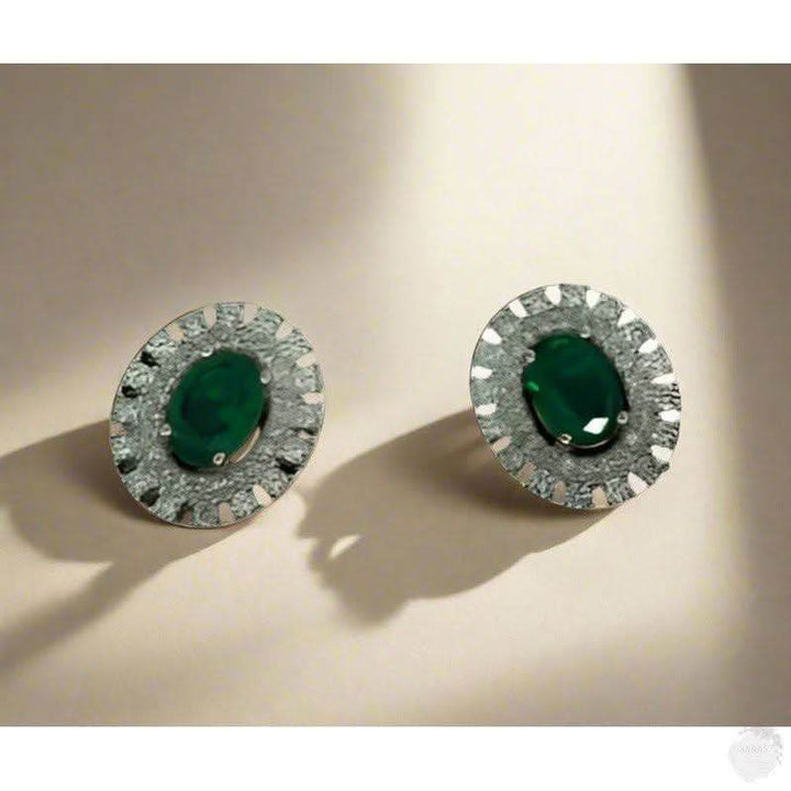 Radiant Emerald Soliraire Stud Earrings - Saras Beads & Jewellery