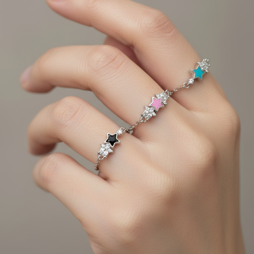 Star Sterling Silver Adjustable Ring