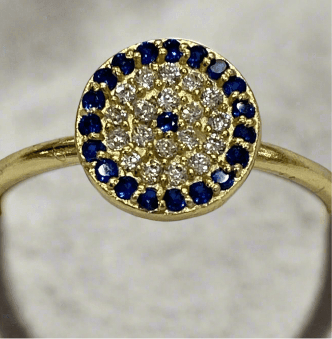 Adjustable Gold Plated Evil Eye Ring: Elegant Protection in a Timeless Design - Saras Beads & Jewellery