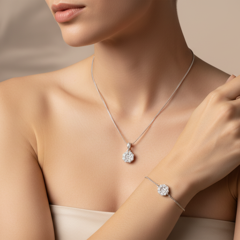 Timeless Octagon Elegance Sterling Silver Set 2