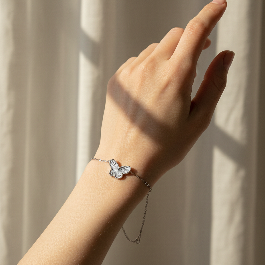 Delicate Sterling Silver Butterfly Bracalet – Embrace Freedom and Grace
