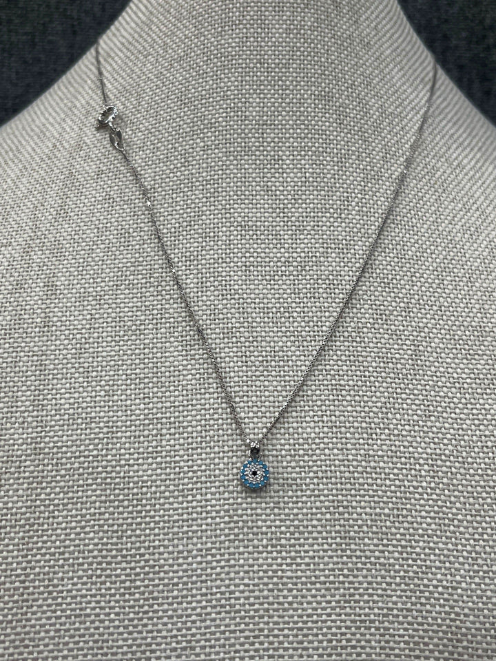 Mesmerizing Elegance: The Light Blue Evil Eye Sterling Silver Set - Saras Beads & Jewellery