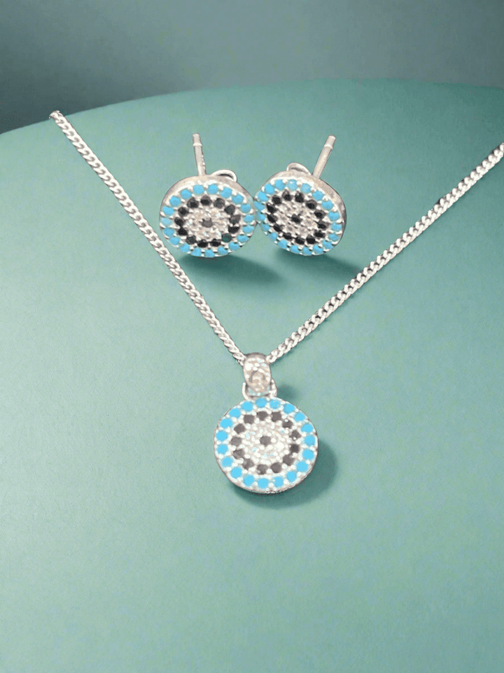 Ward off Negativity: Sterling Silver Evil Eye Set - Saras Beads & Jewellery