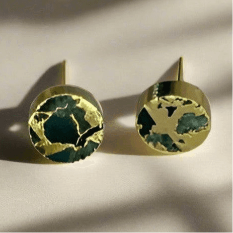 Golden Blossom: Handcrafted 18 Karat Gold-Plated Floral Stud Earrings - Saras Beads & Jewellery